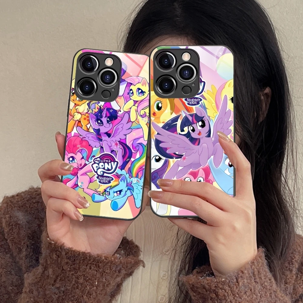 Cool Little Pony Mobile Cell Phone Case for iPhone 15 14 13 12 11 X XR XS 8 Pro Max Plus Mini PC Glass Phone Cover Shell