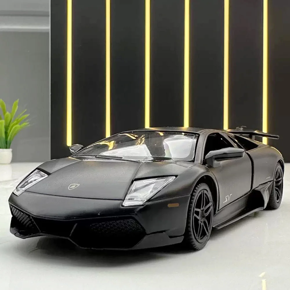 

Масштабная модель спортивного автомобиля Lamborghini Murcielago 1:36, литая из сплава, с откидными дверями, инерционная, мини-суперкар, интерактивная игрушка для детей