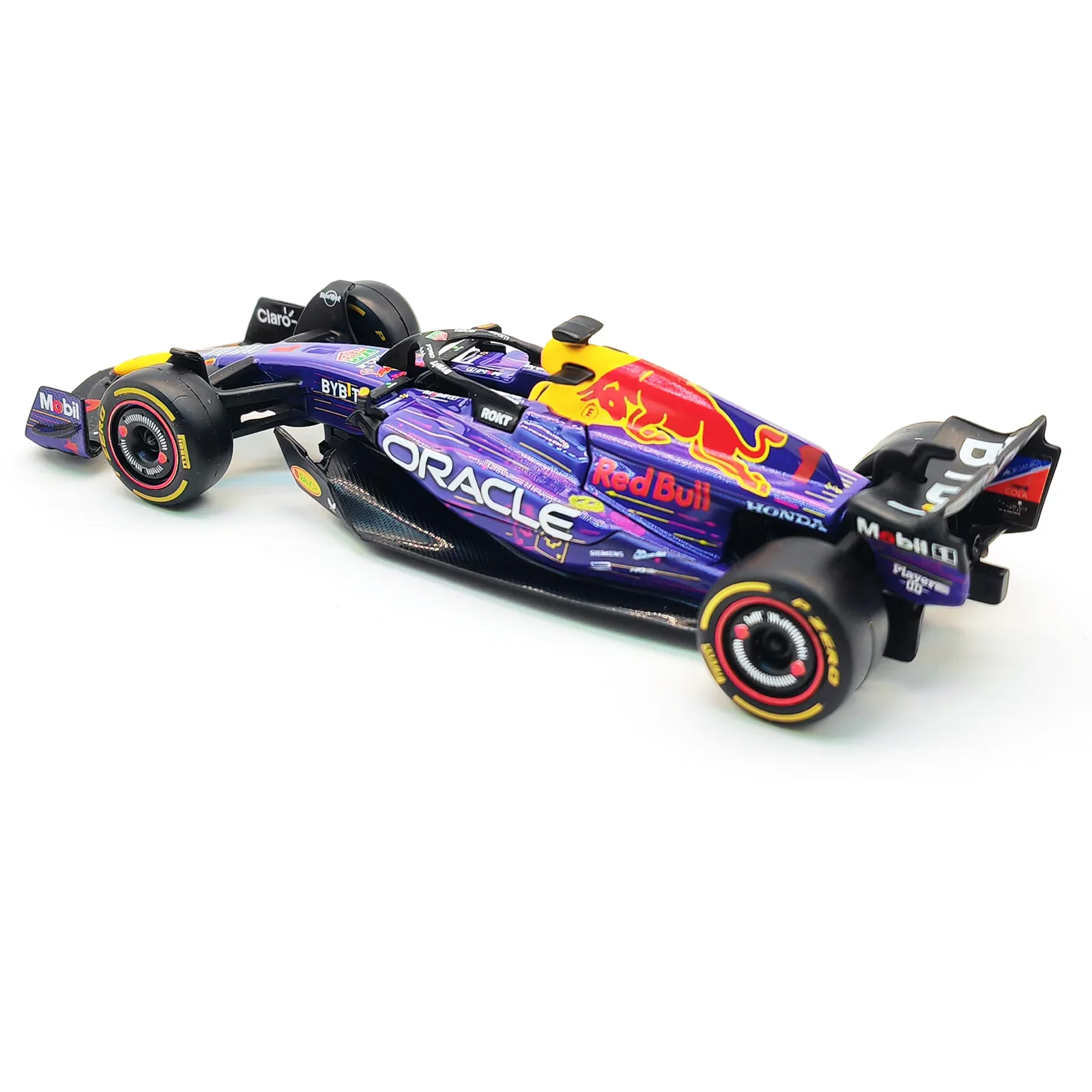 ブラーゴ-鋳造合金カーモデル,スケール1:43, F1レッドブル,rb19 2023,rb19ラベル,rvegas livery #1 verstappen #11 perez,収集可能なおもちゃ