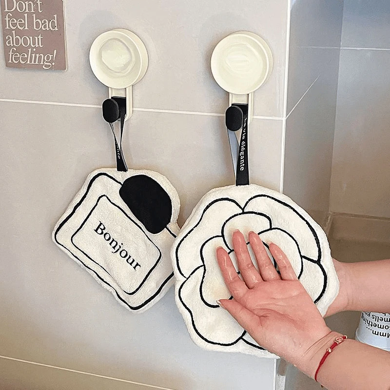 NEW Double-thickness Hand Towel Home Convenient Hanging Quick-drying Absorbent Hand Towel Kitchen And Bathroom Foot Mat