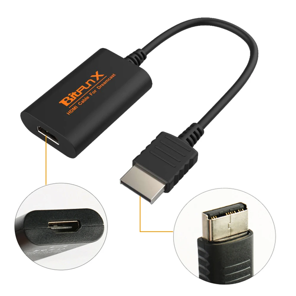 محول محول BitFunx DC HDMI متوافق مع كابل الصوت والفيديو لوحدات التحكم Sega Dreamcast كابل HDMI/HD-Link