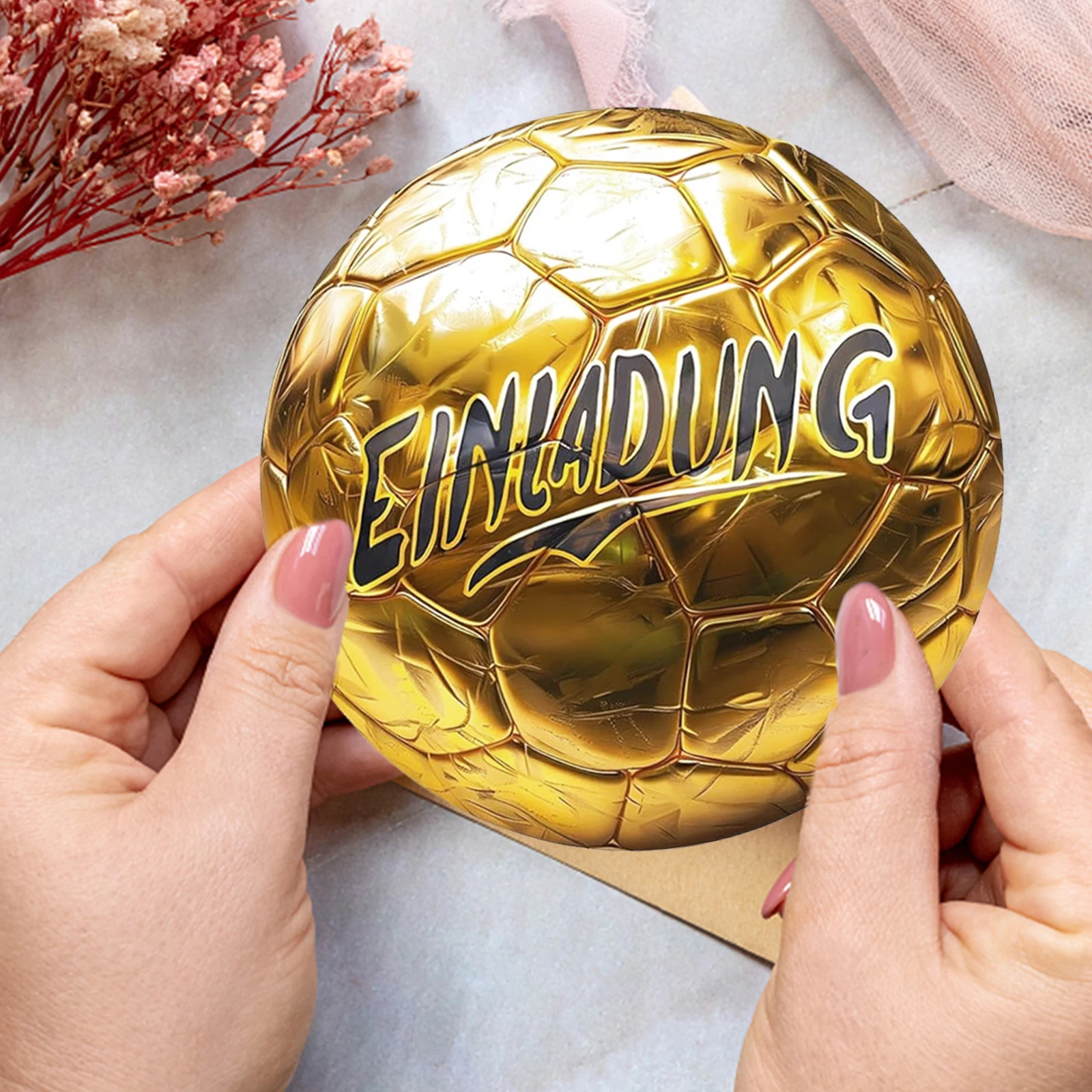12pcs Golden Bright Football Invitation Card Birthday Men's and Women's Sports Football Theme Party Invitation Card Thickened Ca view 5
