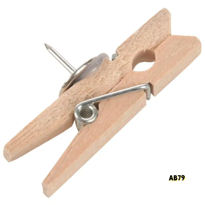 Кнопки с деревянными зажимами, канцелярские кнопки, канцелярские кнопки, креативные скрепки для бумаг с булавками, натуральный цвет, 100 шт.