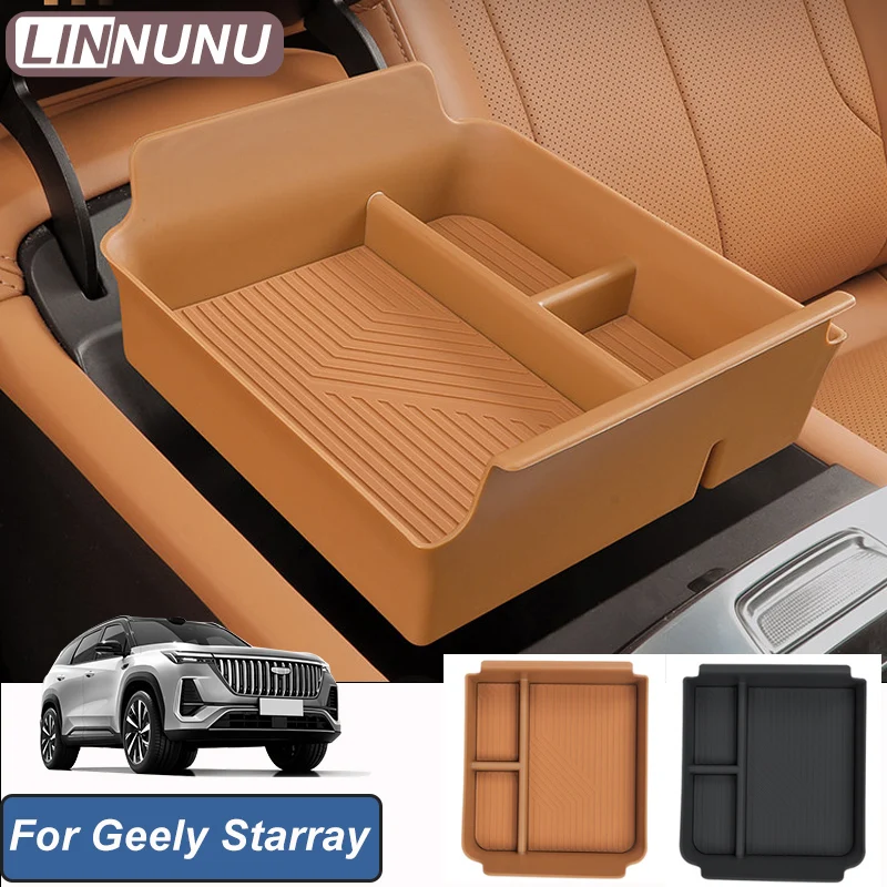 LINNUNU Car Armrest Box Storage Organizer Tray Anti-Shock For Geely Starray Atlas 2025-2026 Interior Modification Accessories