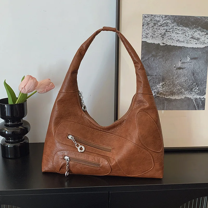 Middle Aged Elderly Mother Bag 2025 New Fashionable Versatile Multi Pocket Crossbody Bag Large Capacity PU Soft Leather Backpack