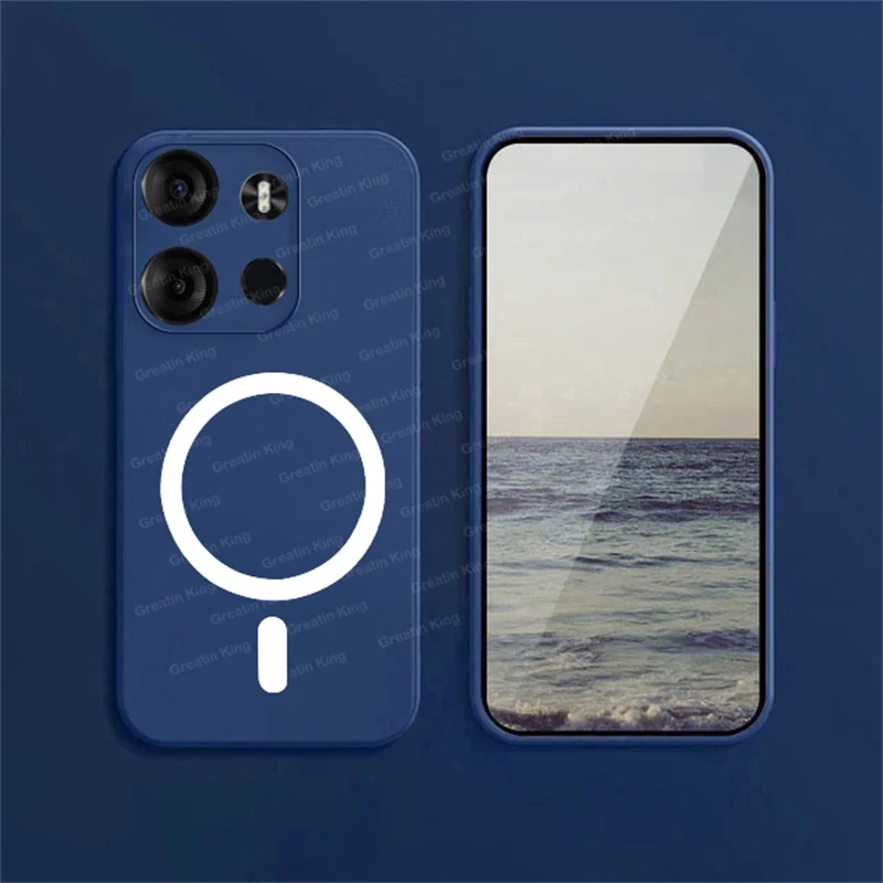 حافظة ناعمة للشحن اللاسلكي لـ Tecno Spark GO ، لون الحلوى ، الدائرة المغناطيسية ، البوب 7 ، BF6 ، البوب 7 ، البوب 7 برو ، BF7