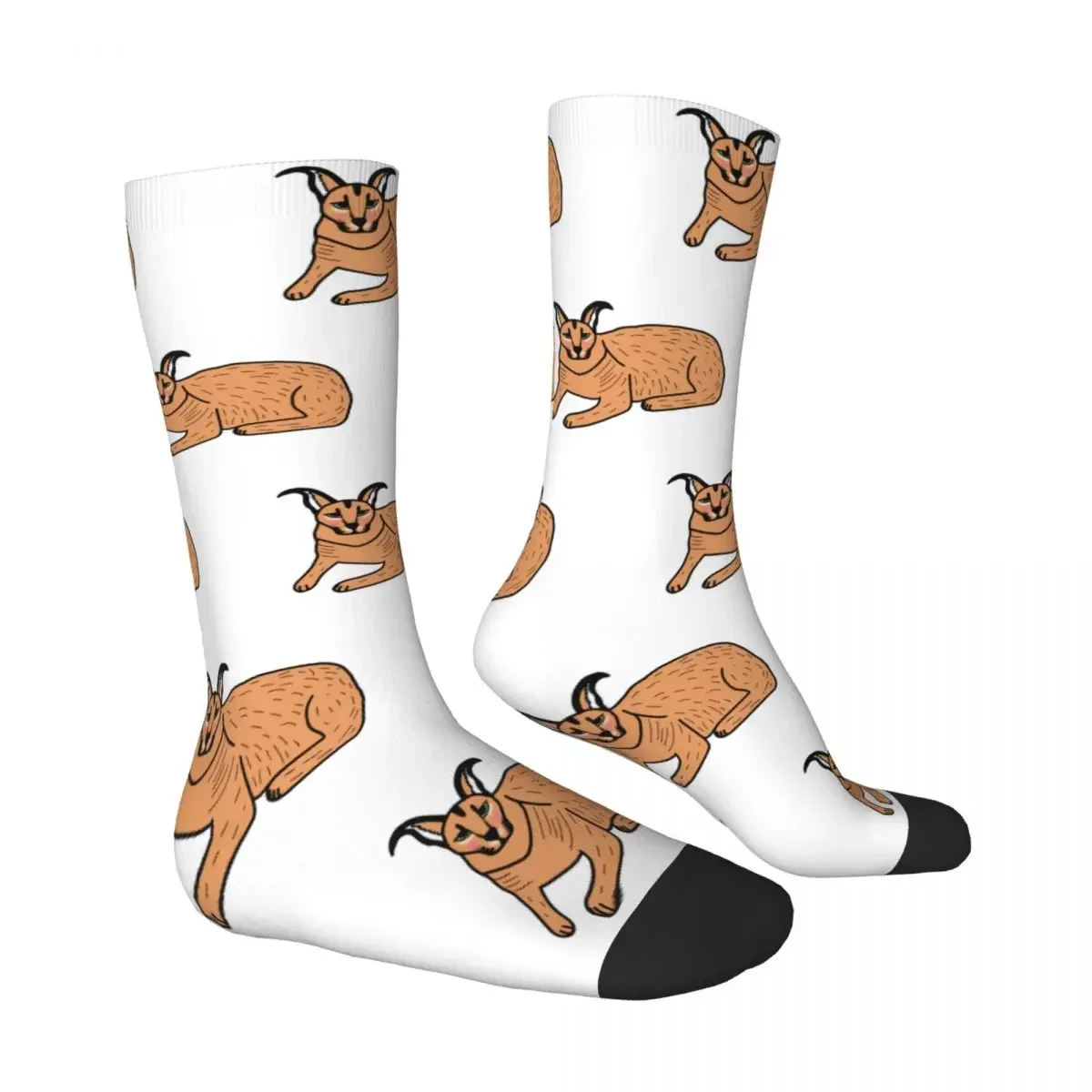 Happy Men's Socks Female Caracal Blushing Retro Harajuku Big Floppa Anime Street Style Crew Crazy Sock Gift Pattern Printed