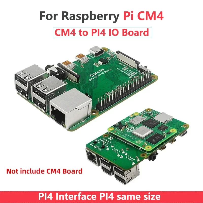 

Raspberry Pi CM4 to Pi4 Adapter IO Board Same Size & Interfaces with Raspberry Pi 4 Expansion Board Optional Case Fan