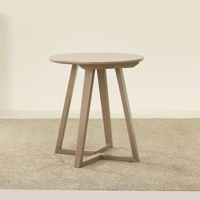 Japanese luxury cream wind solid wood V-leg round coffee table to meet guests to discuss coffee restaurant sales office