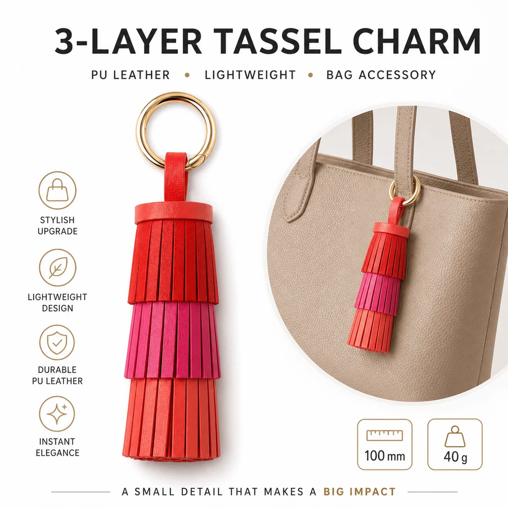 Gifts PU Leather Tassel Keychain Triple Layer Luxurious Bag Charm Multicolor Decorative Pendant Bag Accessories