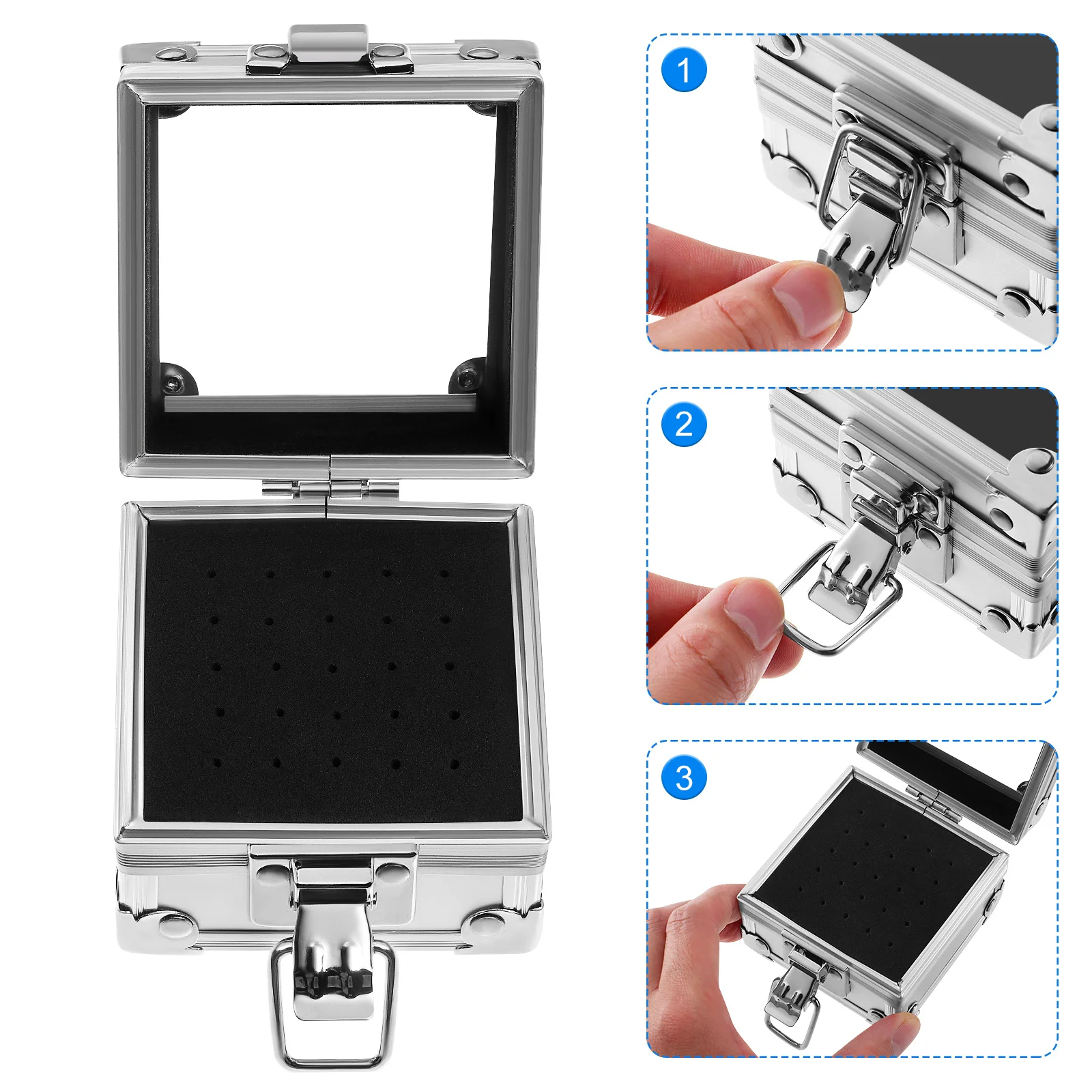 Aluminium Nagelbohrer Aufbewahrungsbox Tragbarer Organizer für Wolframkarbid Keramik Bits Maniküre Werkzeuge Vitrine