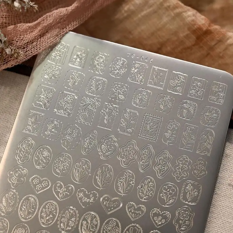 A52E Einfach zu verwendende Nail-Art-Transferplatte, Stempelplatte aus Edelstahl mit Tulpen-Motiv, geeignet für professionelle – Detail 3