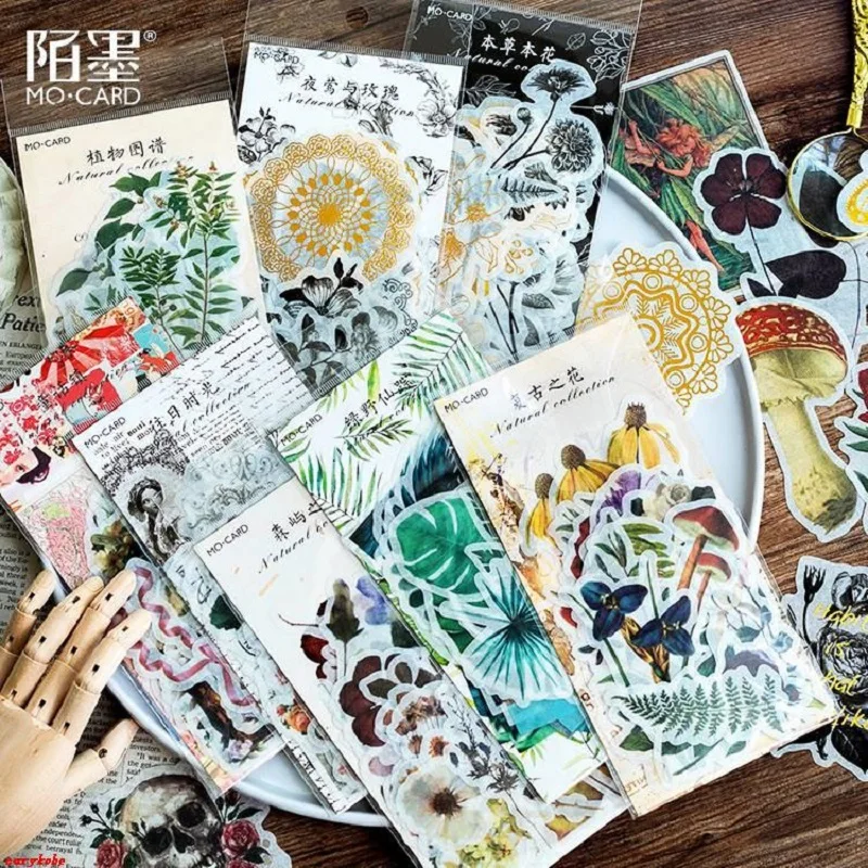 60Pcs/Pack Creative Natural Flower Plant Large sticker Waterproof Sticker Decoration DIY Handmade Arts Craft Sticker