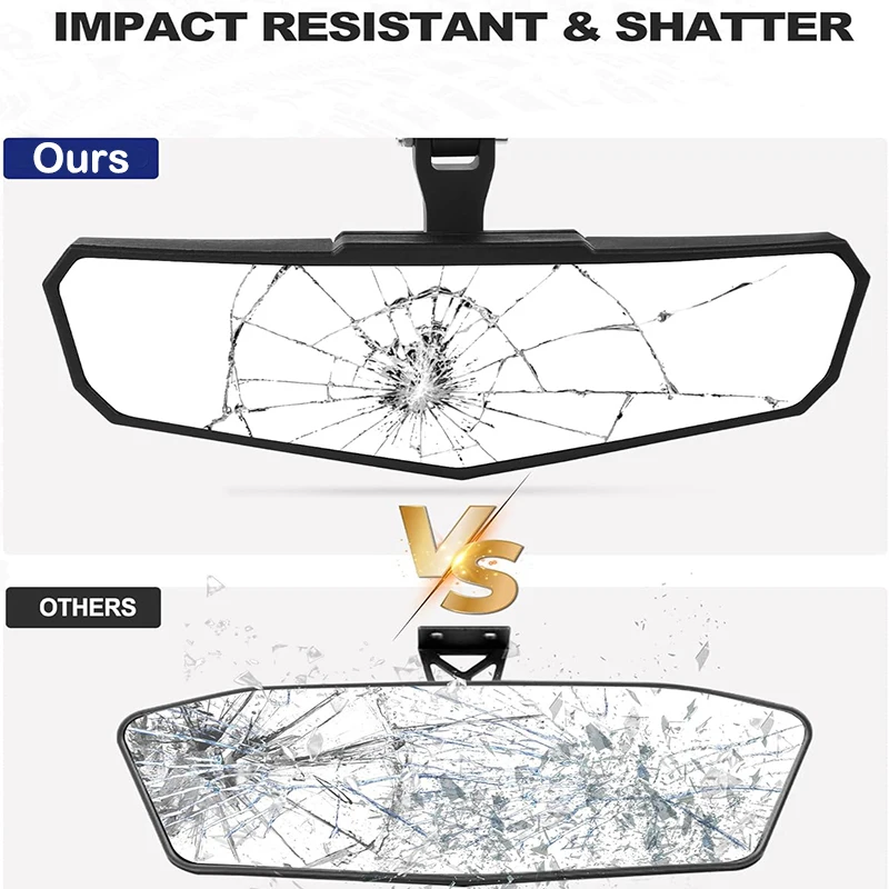 UTV Rear View Mirror HD SXS UTV Center Mirror with Aluminum Clamp fits 1.5"-2.0" Roll Cage Mount For Polaris RZR Maverick Can Am