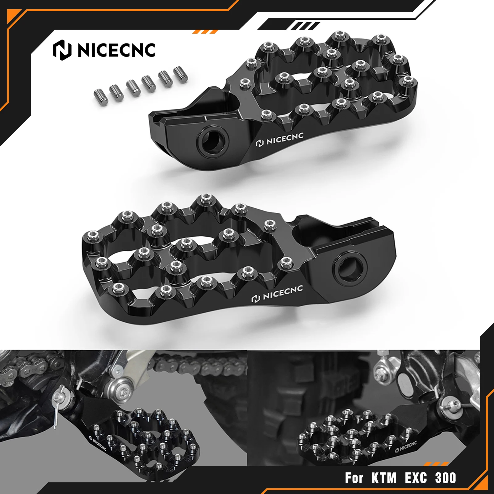 NICECNC For Husqvarna TE300 FE350 FE450 FE501 TE250 FE250 2017-2023 TX300 TC125 FC FX 350 2017-2022 Extender Foot Pegs Footrests