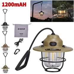 Mini LED Camping Lanternas, Tipo-C Recarregável, Portátil Pendurado Tenda Luz, Fit para Caminhadas, Pesca, Luz de Emergência, 1200mAh