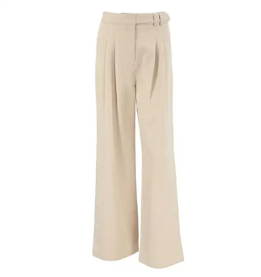 Pocket Spring and Summer Trousers Casual Khaki Versatile Loose High Waist Wide Leg Pants Retro Fashion Commuting Pants for Women