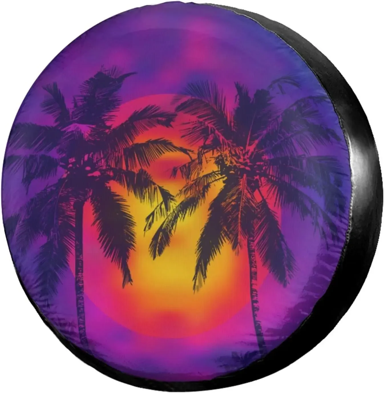 Tropical Sunset and Full Moon Spare Tire Cover Dust Proof Wheel Tire Cover Fit Trailer RV SUV and Many Vehicle 17 Inch