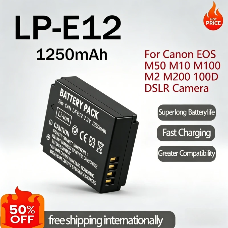 7.2V LP-E12 LP-E6N Rechargeable Battery for Canon EOS M50 M10 M100 M2 M200 100D DSLR Camera