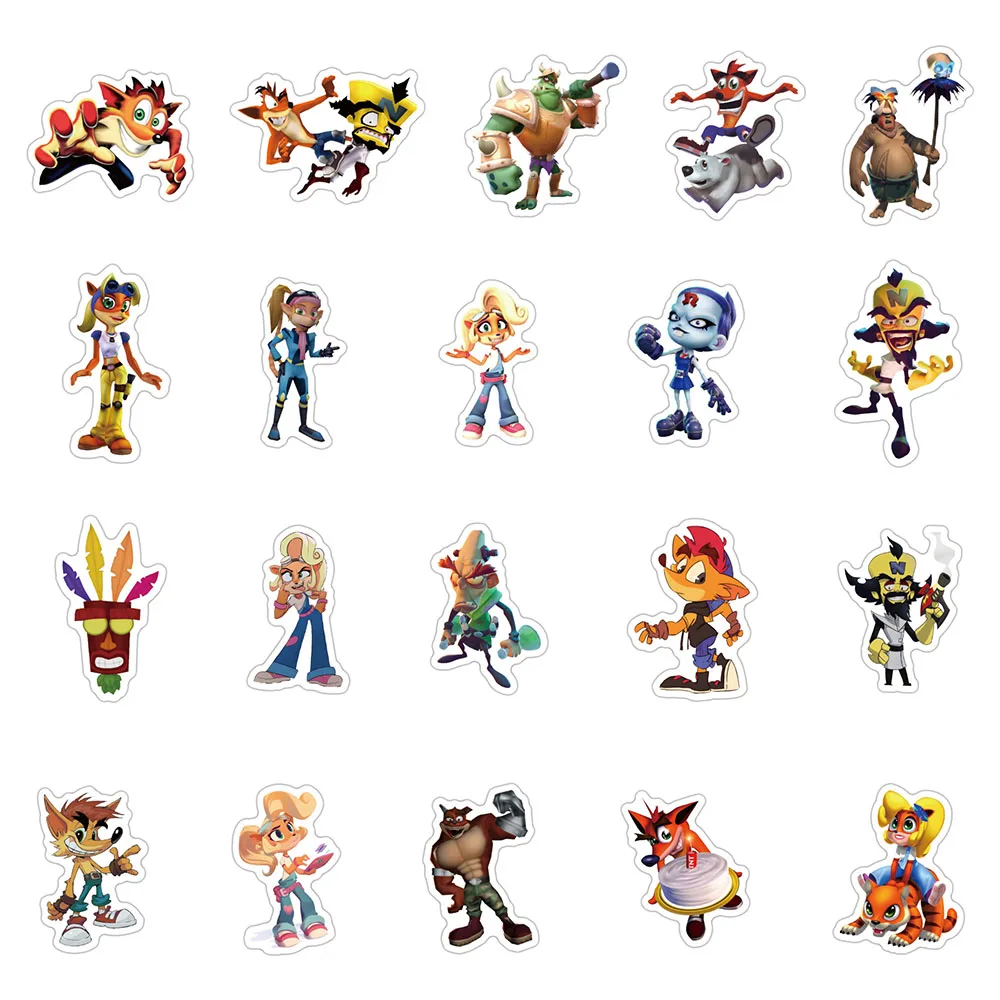 10/30/60PCS Crash Bandicoot Game Stickers Waterproof Laptop Phone Motorcycle Suitcase Skateboard Bike Car Cool Graffiti Kids Toy