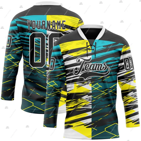 Custom Name Team Group Clothing Gradient Retro Vintage Lace Hockey Jersey Shirts 3DPrint Unisex Harajuku Casual Funny Pullover 5 view 3