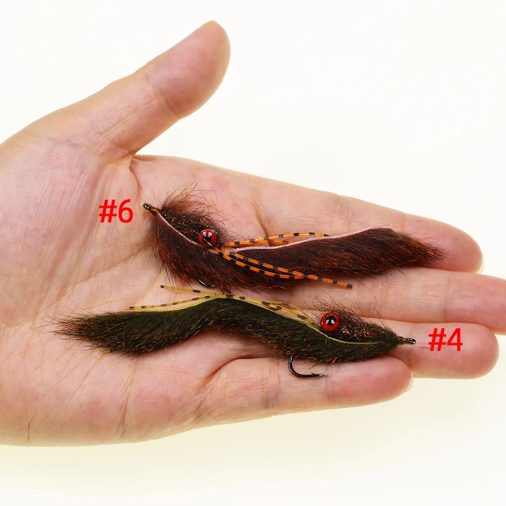 2 Stück Angeln Streamer Fly für Forellenbarsch - Bottom Search Loach Lure mit Hantelaugen, Eichhörnchenschwanz, für Süßwasser-Salzwasser – Detail 5