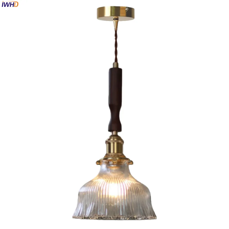 

IWHD Clear Glass LED Pendant Lights French Vintage Living Room Restaurant Cafe Interior Lighting Hanging Lamp Lighting Hanglamp