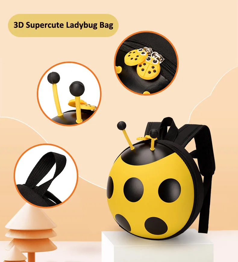 Ladybug Kindergarten Backpack with Leash Baby Backpack for 1 2 3 years Kids Backpack