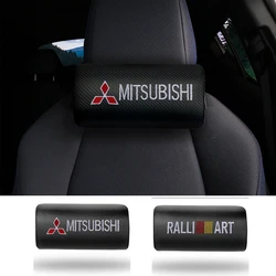 1/2Pcs Car Seat Neck Massage Headrest Leather Pillow For Mitsubishi ASX Lancer Pajero Outlander Colt Galant L200 Ralliart Zinger