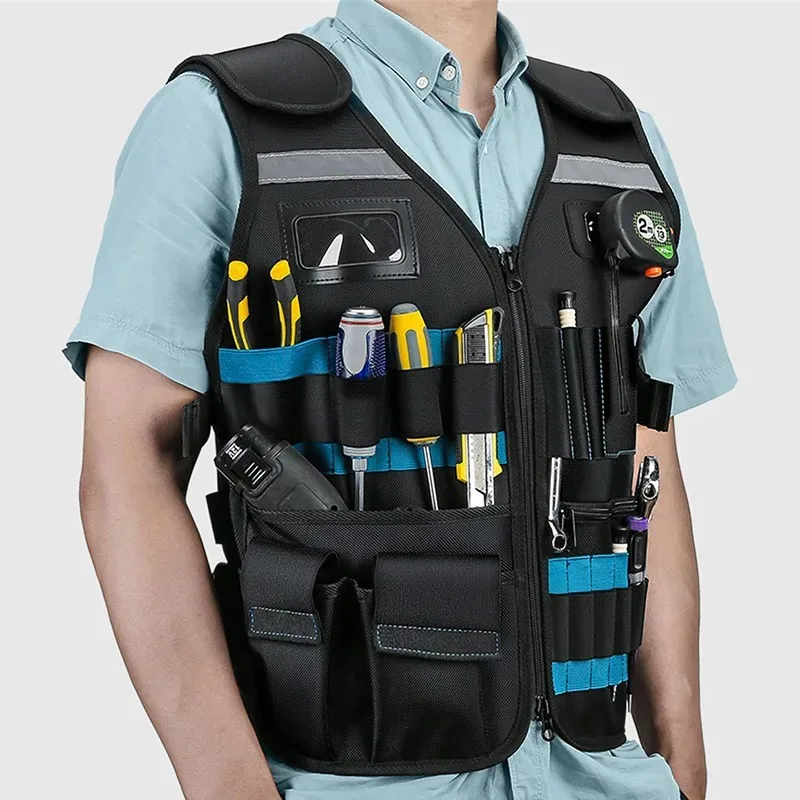 

Professional Electrician Carpenter Tool Organizer Hanging Pocket Storage Bag with Multiple Pockets Through The Vest Work