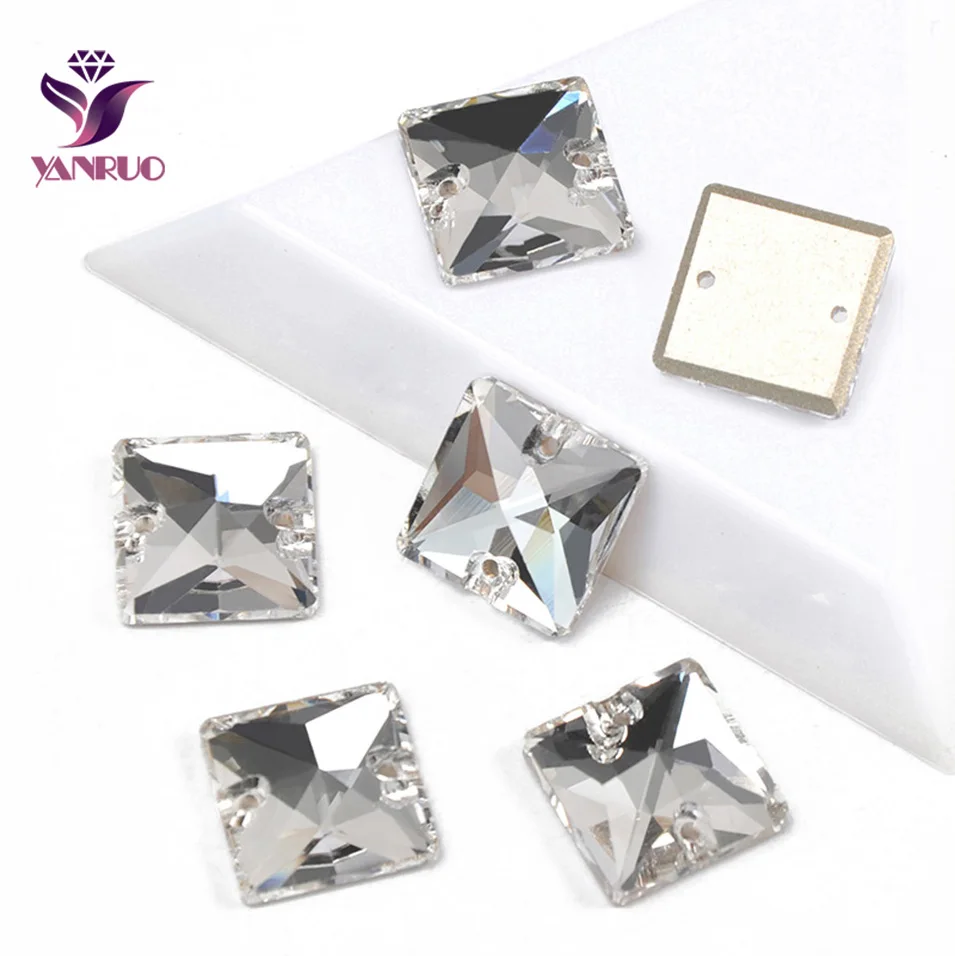 

YANRUO Clear Crystal 3240 Square Sew on Rhinestones Crystals Sewing Flat back Rhinestone White Crystal Stones for Wedding Dress