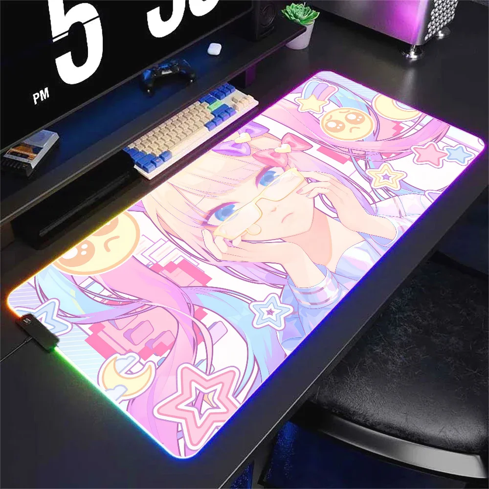 N-Needy Girl O-Overdose  Mousepad XXL RGB Gaming Mouse Pads HD Black Gamer Accessories Large LED