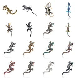 Trendy Rhinestone Gecko Brooches for Women Unisex Animal Pins Multi-color Available Office Party Accessories Gifts