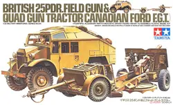 1/35 Scale Tamiya 35044 Plastic Car Model Assembly Car Model Bristish 25PDR Field Gun Quad Gun Tractor Canadian Ford F.G.T DIY