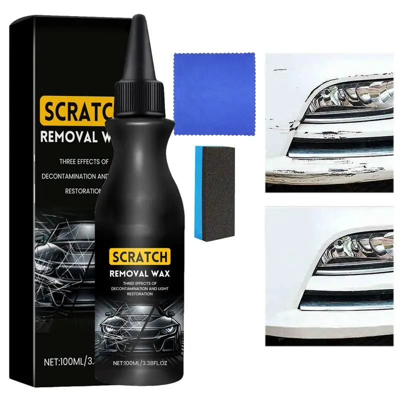 

100ml Scratch Removal Wax Paint Polishing Renovation Scratch Remover Kit With Non-Dust Cloth & Sponge Car Paint Repair Agent