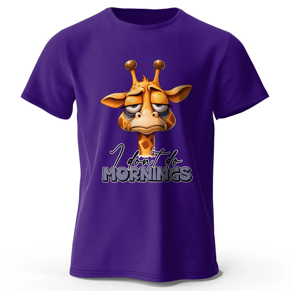 T-Shirt aus 100 % Baumwolle mit Cartoon-Giraffe-Aufdruck, weiches und atmungsaktives Rundhals-Kurzarm-T-Shirt, lustiger und verspielter Unisex-Stil