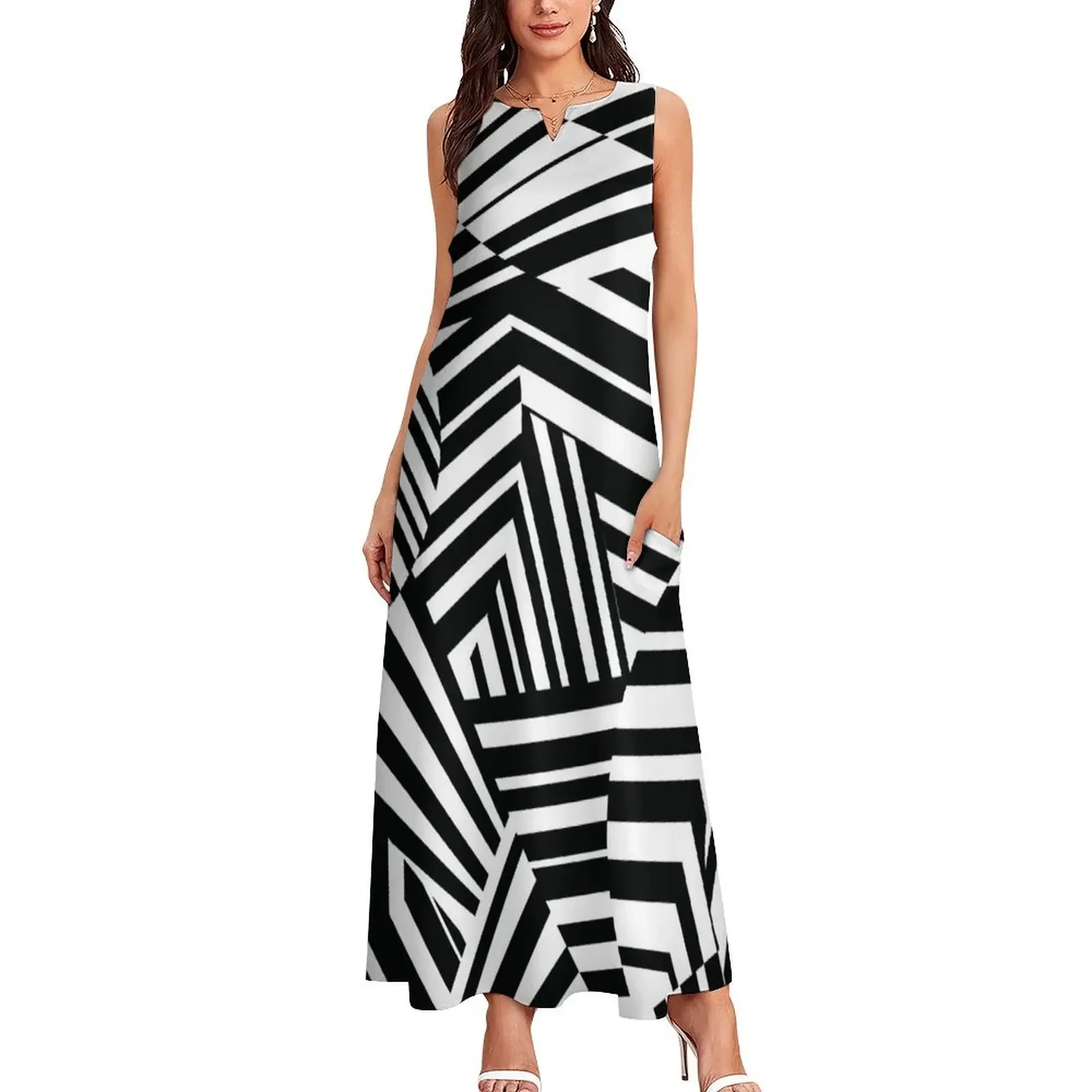 Modern Minimalist Dazzle Camouflage Long Dress Female dress women"s clothing summer 2024 novelties