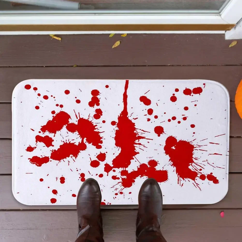 LE Halloween Blood Footprint Doormat Water-absorbent Mat Living Room -slip Carpet Absorbent Shower Bath Mat Bedroom Door