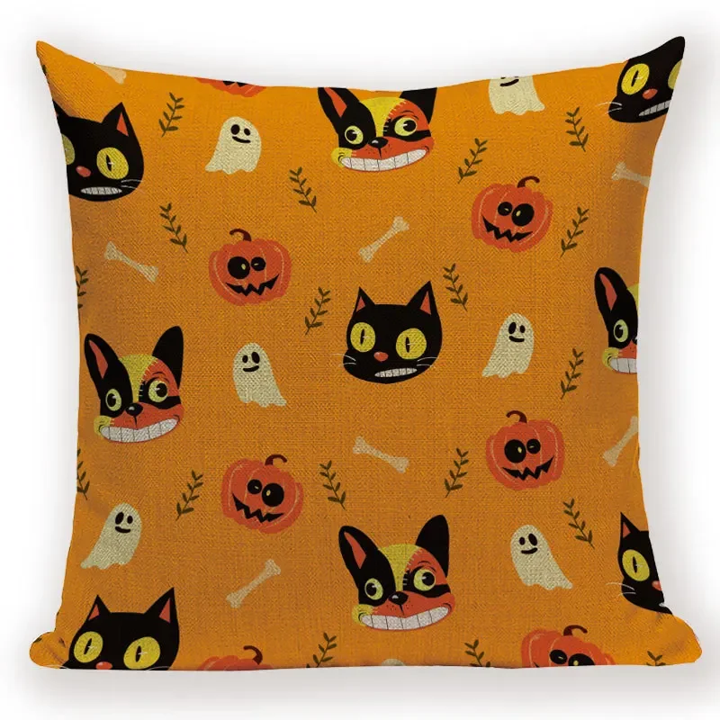 Happy Halloween Pumpkin Bat Magic Girl Flying Carpet Ghosts Decor Cushion Cover Halloween Decoration Horror House Party Supplies