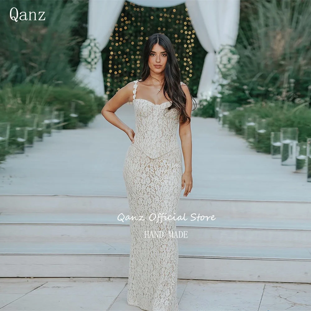 

Светло-желтые вечерние платья Qanz с кружевными аппликациями, платья русалки для свадебных гостей, стильное платье для выпускного на бретельках по индивидуальному заказу