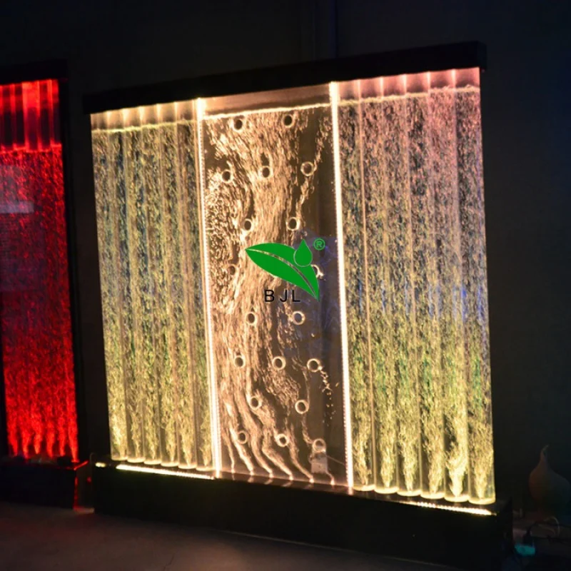 Custom indoor decorative room divider color changing multi color LED aquarium water bubble wall