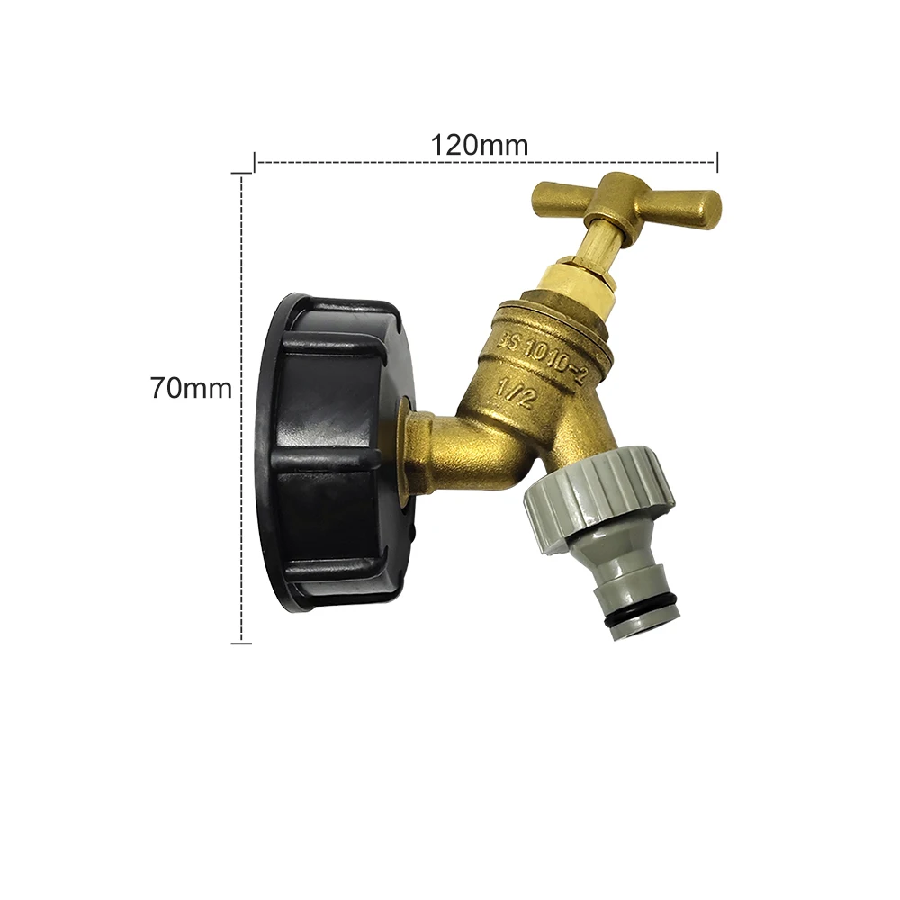 S60×6 IBC Tank Adapter 1/2 Inch Brass Faucet IBC Tank Adapter For General Tons of Barrels Ball Valve Home Garden Water Connector