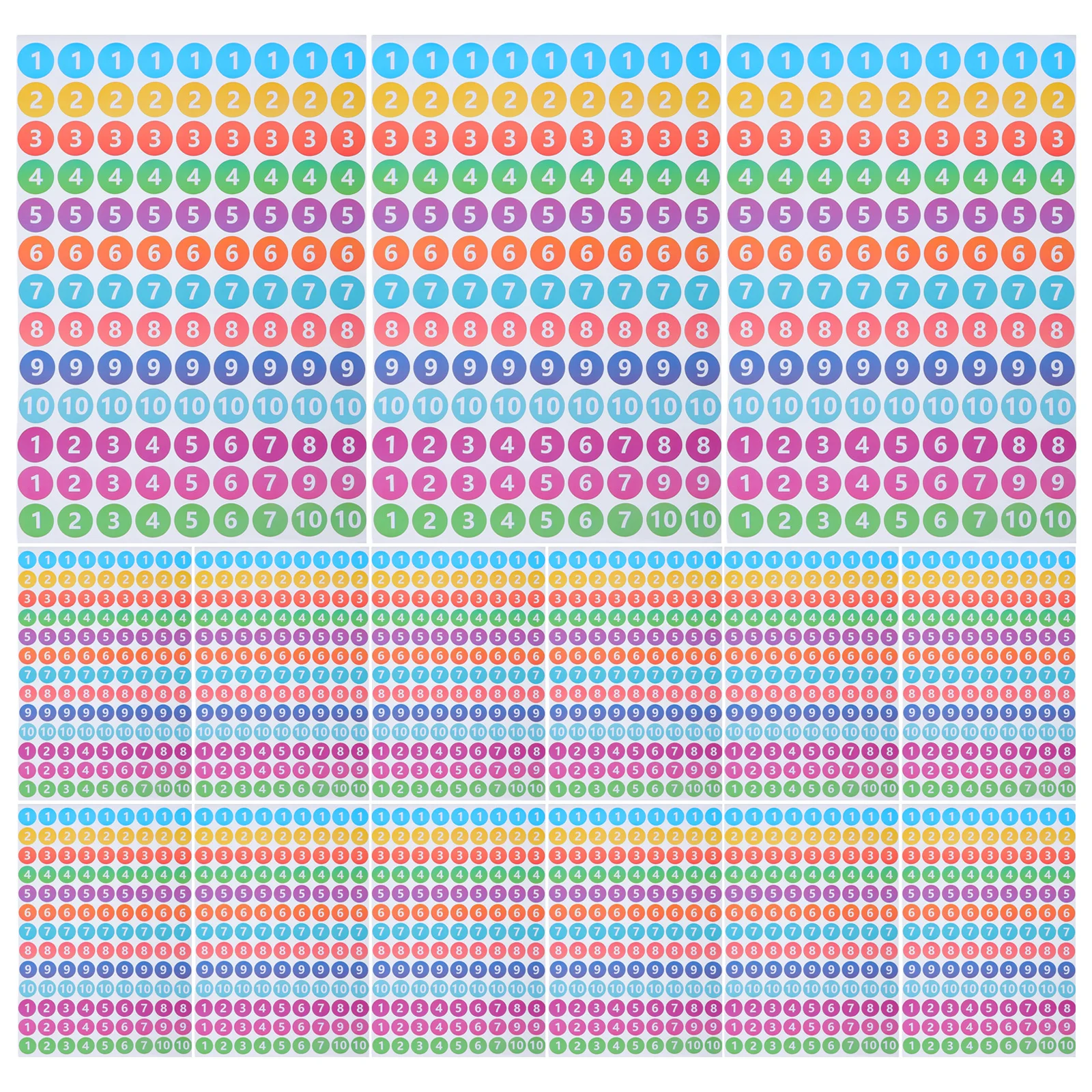 Round Number Stickers 1-10 Self Adhesive Inventory Labels For Classroom Office Moving Printable Circle Sticker Sheets -