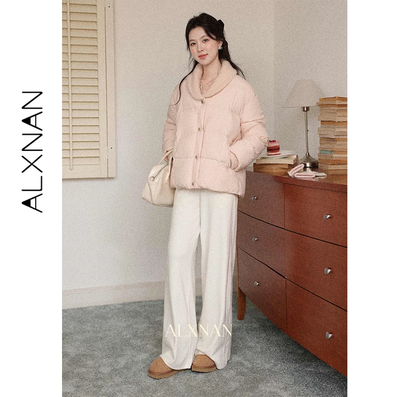 

Женский длинный пуховик ALXNAN розового цвета, легкий, теплый, ветрозащитный, модный, элегантный, новинка 2026 года, L59536