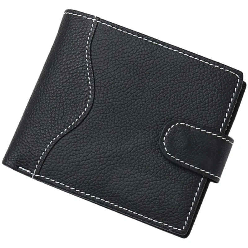 

Genuine Leather Men's Wallet Ultra-Thin Long Sle Korean Japanese Simple Design Busin Card Holder Leather Goods