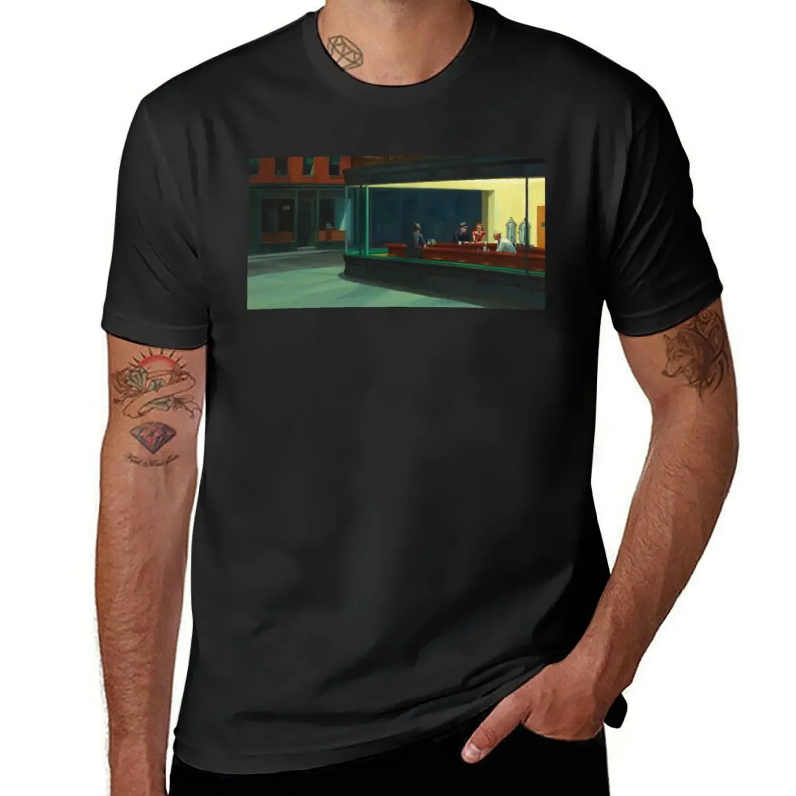 Edward Hopper - Nighthawks T-Shirt sports fans Short sleeve tee shirts graphic mens graphic t-shirts anime