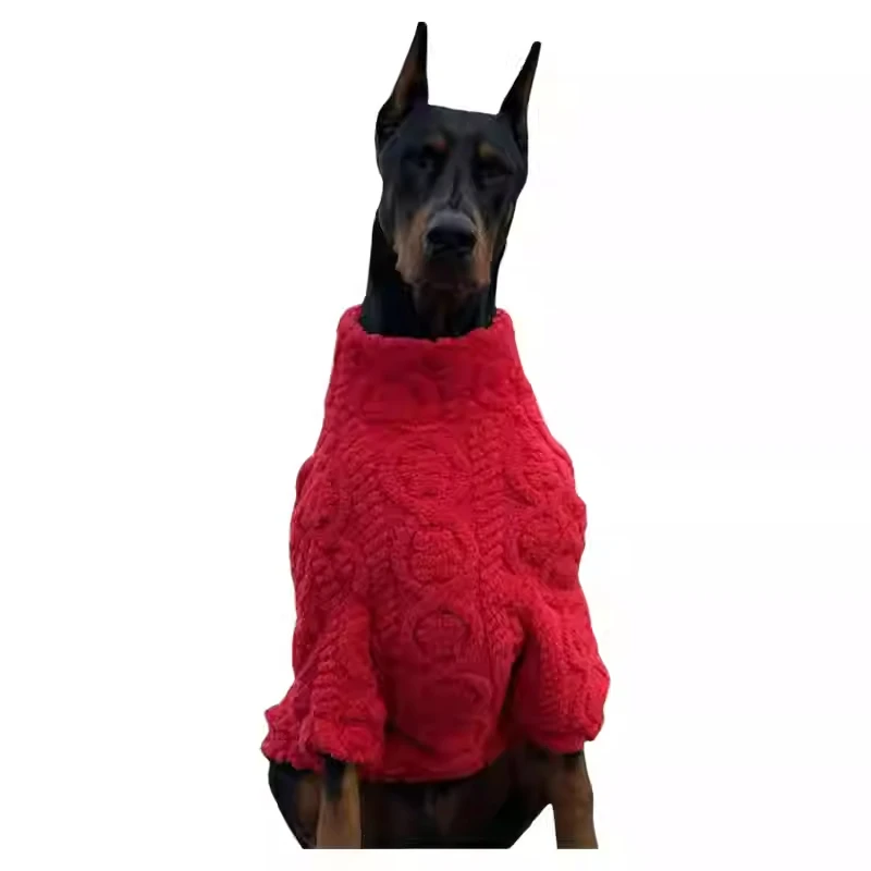 Neujahrsroter Pullover für Medien, große Hunde, warme gestrickte Hundekleidung, Dobermann-Mäntel für Medien, große Hunde, ropa para perro – Detail 6