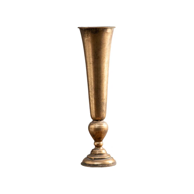 DSA Vintage Gold Vase Wedding Decoration Props Featured Restaurant Tabletop Wrought Iron Ornament Flower Shop Flower Bottle