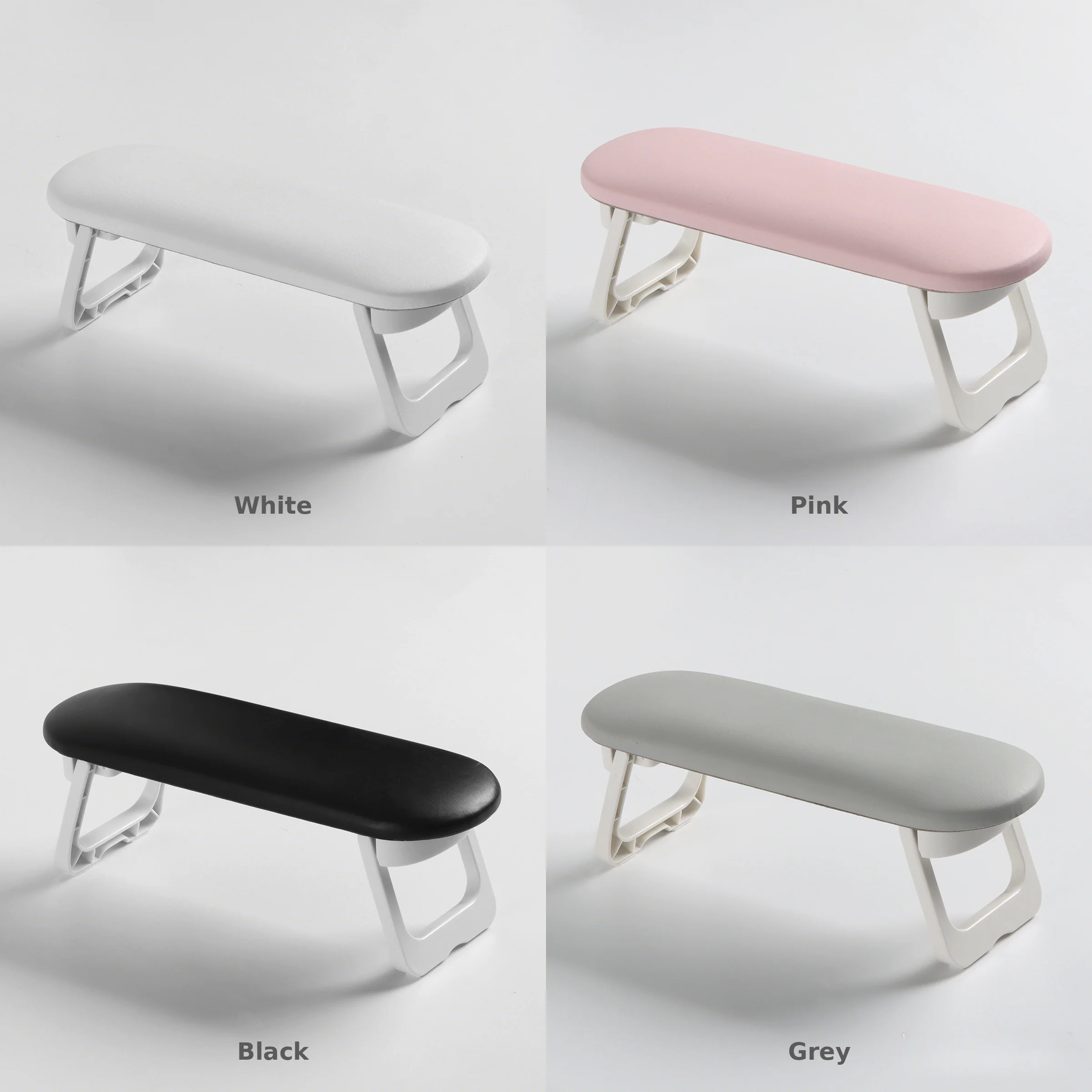 Nail Arm Rest Foldable Manicure Hand Pillow PU Leather Cushion with Non-Slip PVC Table Mat 2 Heights Acrylic Nails Salon Home