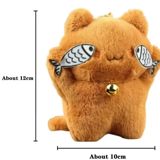 

Cute Catch Fish Shy Kitten Key Pendant Plush Doll Cat Pendant Book Bag Charms Children's Birthday Party Favours